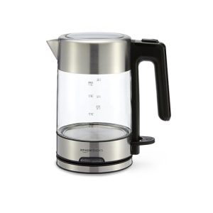 Amazon Basics Electric Kettle with Glass Carafe for Tea and Coffee, Fast Boiling, Auto Shut-Off, Boil-Dry Protection, Temperature Control, Removable Filter, 1 Liter, 1500W, BPA-Free