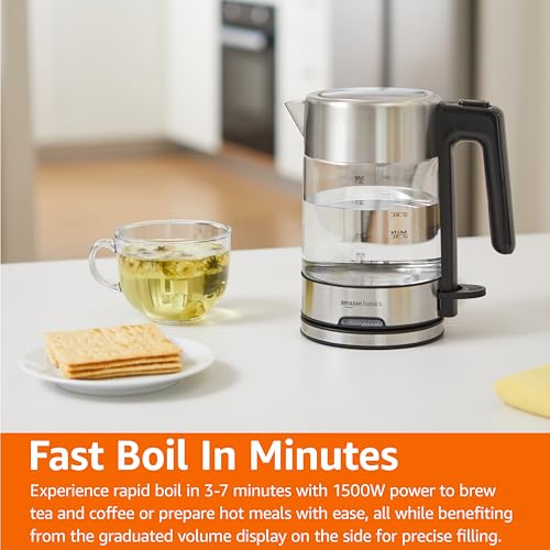 Amazon Basics Electric Kettle with Glass Carafe for Tea and Coffee, Fast Boiling, Auto Shut-Off, Boil-Dry Protection, Temperature Control, Removable Filter, 1 Liter, 1500W, BPA-Free - photo 5