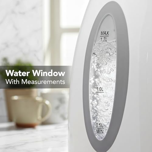 OVENTE 1.7L Electric Tea Kettle, Fast Boiling Water Heater, White KP72W | BPA-Free, Auto Shut-Off, Boil-Dry Protection, 360° Swivel Base, Cordless Serving, Clear-View Window, Removable Filter, 1100W - photo 7