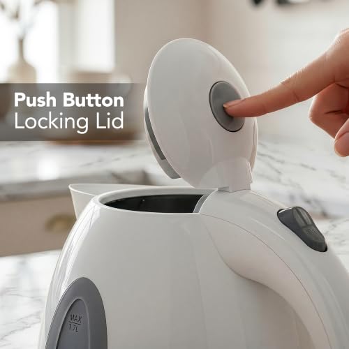 OVENTE 1.7L Electric Tea Kettle, Fast Boiling Water Heater, White KP72W | BPA-Free, Auto Shut-Off, Boil-Dry Protection, 360° Swivel Base, Cordless Serving, Clear-View Window, Removable Filter, 1100W - photo 8