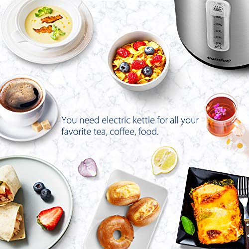 COMFEE' Stainless Steel Electric Kettle, 1.7 Liter Tea Kettle Electric & Hot Water Kettle, 1500W Fast Boil with LED Light, Auto Shut-Off and Boil-Dry Protection - photo 7