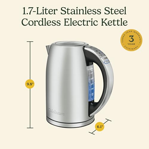 Cuisinart 1.7 L. Programmable Electric Kettle, Tea Kettle, CPK-17P1 | 6 temperature presets for hot water, 30-minute Keep Warm, 2-minute memory, stainless steel - photo 9