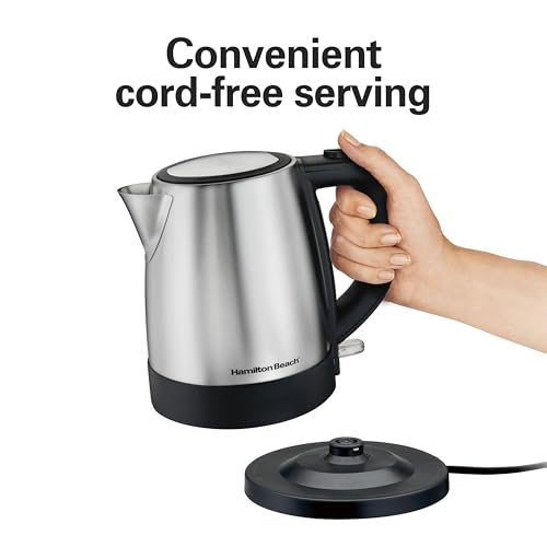 Hamilton Beach 1 Liter Electric Tea Kettle, Water Boiler & Heater | Fast Boiling 1500 Watts | BPA Free | Cordless Serving | Auto-Shutoff & Boil-Dry Protection | Mesh Filter | Stainless Steel - photo 4