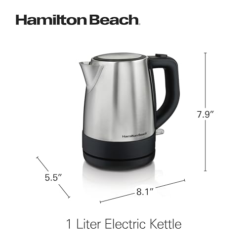Hamilton Beach 1 Liter Electric Tea Kettle, Water Boiler & Heater | Fast Boiling 1500 Watts | BPA Free | Cordless Serving | Auto-Shutoff & Boil-Dry Protection | Mesh Filter | Stainless Steel - photo 8