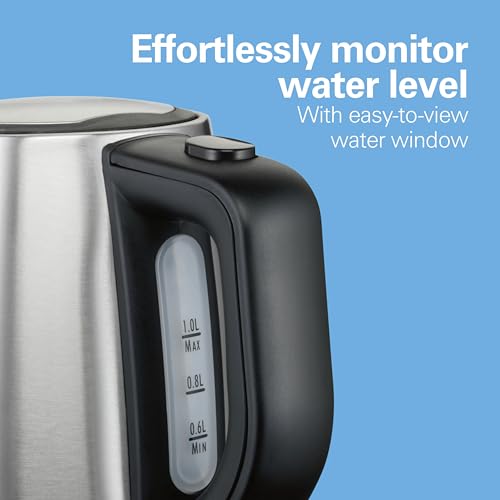 Hamilton Beach 1 Liter Electric Tea Kettle, Water Boiler & Heater | Fast Boiling 1500 Watts | BPA Free | Cordless Serving | Auto-Shutoff & Boil-Dry Protection | Mesh Filter | Stainless Steel - photo 5
