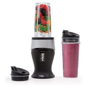 Ninja Fit Compact Personal Blender, 700W, (2) 16oz Cups, QB3001SS | 700-watt base blends smoothies, shakes & frozen drinks. (2) 16-oz to-go cups w/spout lids. Dishwasher safe.