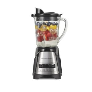 Hamilton Beach Power Elite Blender For Smoothies With Wave Action System | 40 oz. Glass Jar | 12 Functions Including Puree, Crush Ice | 700 Watts | Black | 58148AG