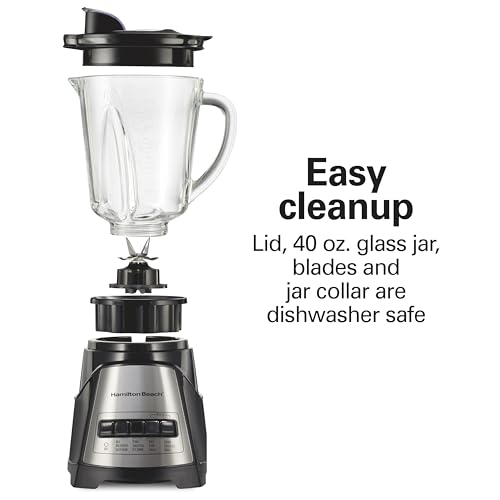 Hamilton Beach Power Elite Blender For Smoothies With Wave Action System | 40 oz. Glass Jar | 12 Functions Including Puree, Crush Ice | 700 Watts | Black | 58148AG - photo 5