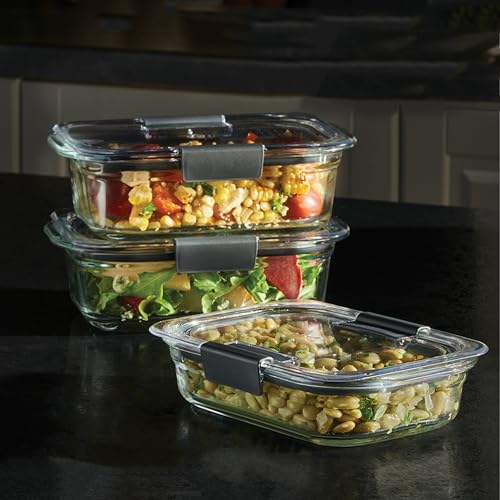 Rubbermaid Brilliance Glass Food Storage Containers, Assorted Sizes, Set of 9, BPA-Free, Leak-Proof, Clear - photo 2
