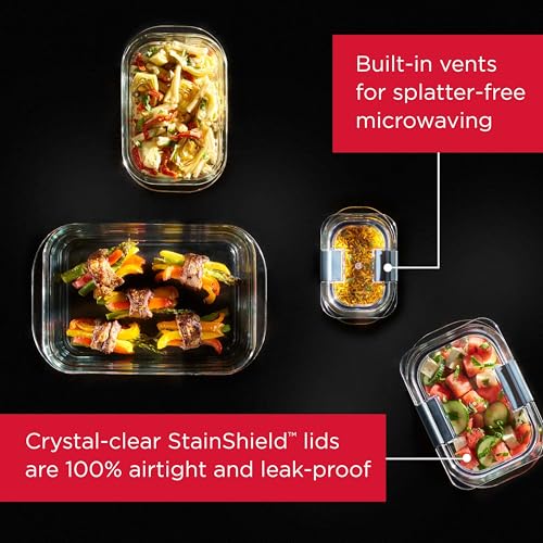 Rubbermaid Brilliance Glass Food Storage Containers, Assorted Sizes, Set of 9, BPA-Free, Leak-Proof, Clear - photo 5