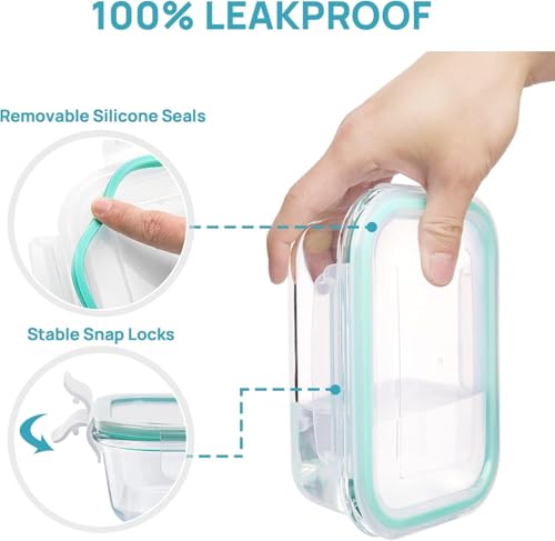 Vtopmart 8 Pack Glass Food Storage Containers with Lids Green | Meal Prep Lunch Containers, Leakproof, Leftover Storage, Take-out, Microwave, Oven, Freezer and Dishwasher Safe, BPA Free - photo 3