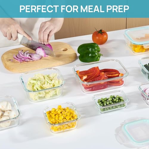 Vtopmart 8 Pack Glass Food Storage Containers with Lids Green | Meal Prep Lunch Containers, Leakproof, Leftover Storage, Take-out, Microwave, Oven, Freezer and Dishwasher Safe, BPA Free - photo 5