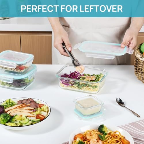 Vtopmart 8 Pack Glass Food Storage Containers with Lids Green | Meal Prep Lunch Containers, Leakproof, Leftover Storage, Take-out, Microwave, Oven, Freezer and Dishwasher Safe, BPA Free - photo 6