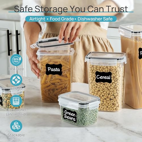 Vtopmart Airtight Food Storage Containers with Lids, 24 pcs, Black | For Cereal Pasta Snack Flour Sugar, BPA Free, Airtight Seal, Multiple Sizes, Dishwasher Safe (Not Lids), Includes 24 Labels - photo 4