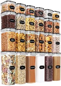 PRAKI Airtight Food Storage Containers Set with Lids - 24 PCS, BPA Free | Multiple Sizes Cereal Containers Storage Set, Pantry Organizers and Storage for Cereal Flour & Sugar - Labels & Marker, Black