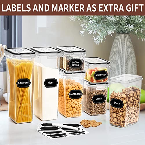 PRAKI Airtight Food Storage Containers Set with Lids - 24 PCS, BPA Free | Multiple Sizes Cereal Containers Storage Set, Pantry Organizers and Storage for Cereal Flour & Sugar - Labels & Marker, Black - photo 6