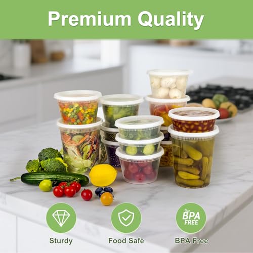 60 Sets (120-Piece) Deli Containers with Lids, 32/16/8 oz X 20 Set Each | Leak-Proof & BPA Free Airtight Takeout Plastic Food Storage Containers for Soup, Freezer/Microwave - photo 3
