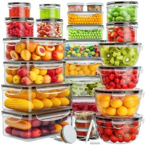 52 PCS Food Storage Containers with Lids Airtight (26 Lids & 26 Containers) | Reusable Plastic Leakproof Meal-Prep Container for Kitchen Storage Organization Microwave/Dishwasher Safe with Labels & Pen