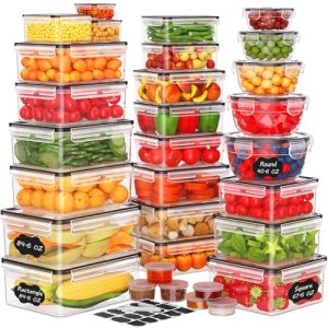 62 PCS Large Food Storage Containers with Lids (31 Lids & 31 Containers) | 85 OZ Airtight Reusable Plastic Leakproof Meal-Prep Container for Kitchen Storage Organization Microwave/Dishwasher Safe