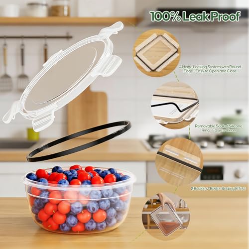 62 PCS Large Food Storage Containers with Lids (31 Lids & 31 Containers) | 85 OZ Airtight Reusable Plastic Leakproof Meal-Prep Container for Kitchen Storage Organization Microwave/Dishwasher Safe - photo 4