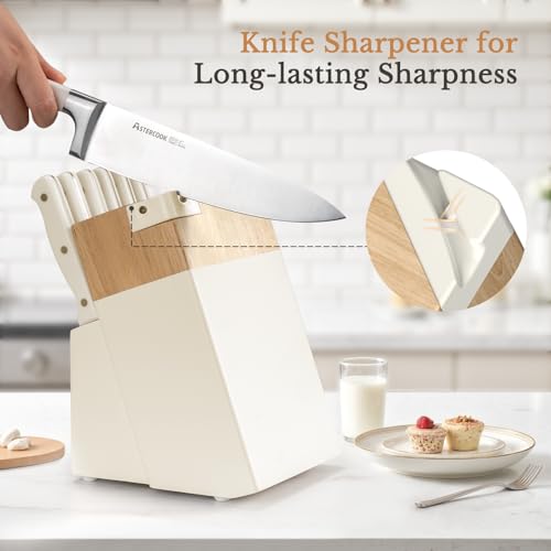 Knife Set,Astercook Kitchen Knife Set with Block 14-Piece Full Tang Stainless Steel Knives with Sharpener Dishwasher Safe and Anti-Slip Ergonomic Handle Utensils Set - photo 7