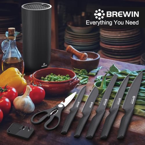 Brewin Knife Set, 8PC Kitchen Knife Set with Universal Block and Scissors | German Stainless Steel, Razor Sharp, Rust Resistant, Utility Knife Block Set, Sharpener, Apartment, Camping & RV Essentials - photo 2