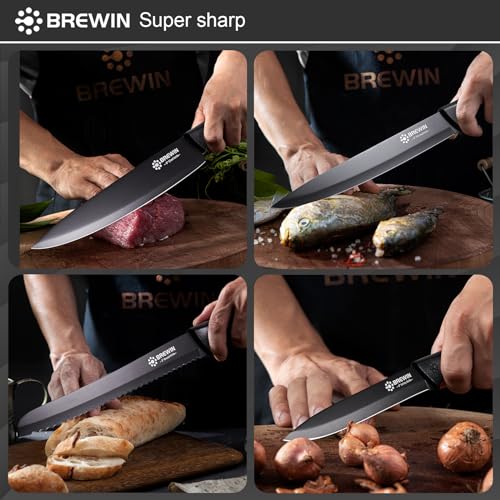 Brewin Knife Set, 8PC Kitchen Knife Set with Universal Block and Scissors | German Stainless Steel, Razor Sharp, Rust Resistant, Utility Knife Block Set, Sharpener, Apartment, Camping & RV Essentials - photo 6