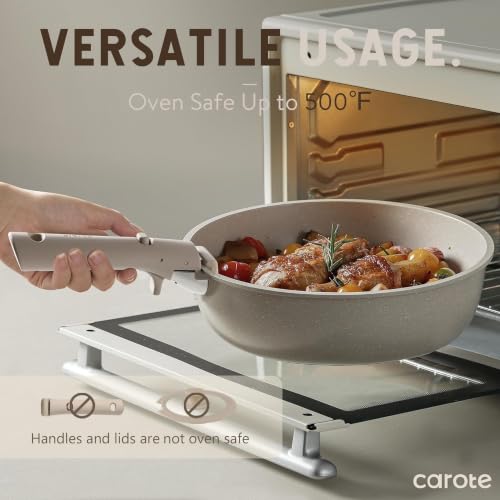 CAROTE 21pcs Pots and Pans Set Non Stick, Detachable Handle Cookware Sets | Stackable Cooking Set, Dishwasher & Oven Safe, Induction Ready, for Kitchen/Apartment/Camping/RV, House Warming Gift - photo 7
