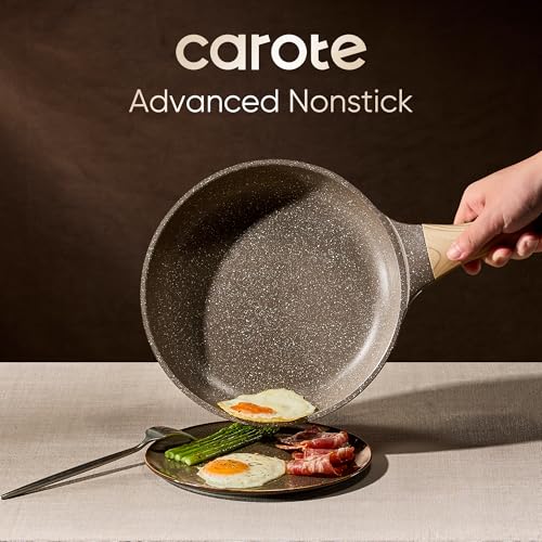 CAROTE 26pcs Pots and Pans Set Non Stick Cookware Sets | Induction Kitchen Cooking Set, Special Texture Design, Ultra Durable, Easy Food Release, Even Heating, with Frying Pans Set - photo 4