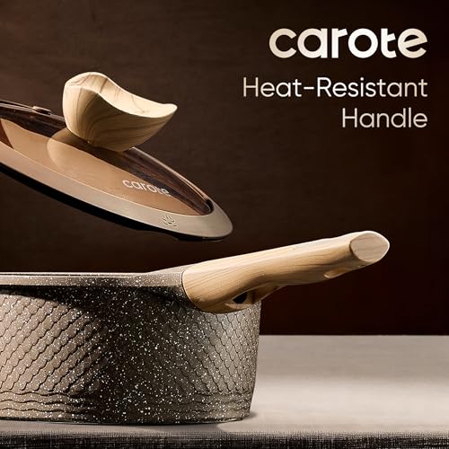 CAROTE 26pcs Pots and Pans Set Non Stick Cookware Sets | Induction Kitchen Cooking Set, Special Texture Design, Ultra Durable, Easy Food Release, Even Heating, with Frying Pans Set - photo 7