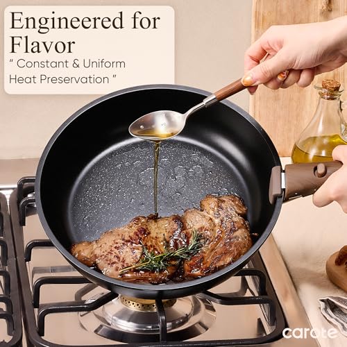 CAROTE 21pcs Pots and Pans Set Non Stick, Detachable Handle Cookware, Black | Induction Compatible, Dishwasher & Oven Safe, Kitchen Organization, Cooking Set for Camping/RV/Traveling, House Warming Gift - photo 6