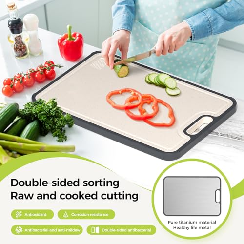Titanium Cutting Board, Double Sided Chopping Board, Titanium/PP 16”×11” | Food Grade Materials, Separate Prep Surfaces for Raw & Cooked Food, Odor Resistant, Easy to Clean, Durable Kitchen Essential - photo 2