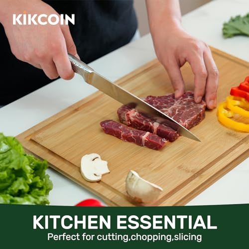 Kikcoin 17”×11” Bamboo Cutting Boards for kitchen, Reversible, XL, Natural | Extra Large Wooden Chopping Boards with Deep Juice Groove, Knife-Friendly Surface, Perfect for Charcuterie Serving,Food Grade - photo 2