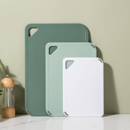 THETCHRY Plastic Cutting Board Set of 3-Cutting Boards for Kitchen BPA Free | Large-Small Chopping Boards, Non-Slip for Cooking, Dishwasher Safe, Camping, Portable, with Grip Handle, Sage Green - photo 8
