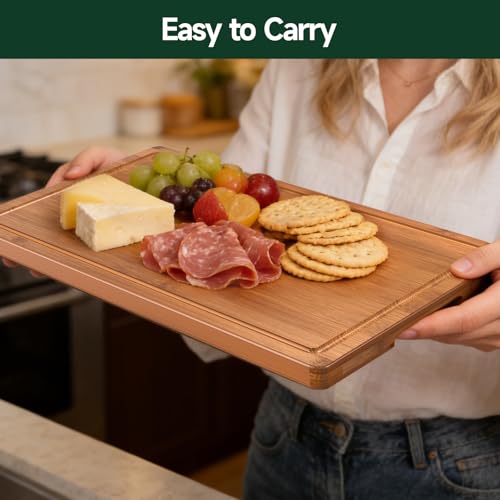 3-Piece Set Deep-Carbonized Bamboo Cutting Board for Kitchen, Carbonized | Crack-Resistant Wood Chopping Boards with Deep Juice Grooves, Pre-Oiled Butcher Block for Meat, Vegetables & Cheese - photo 5