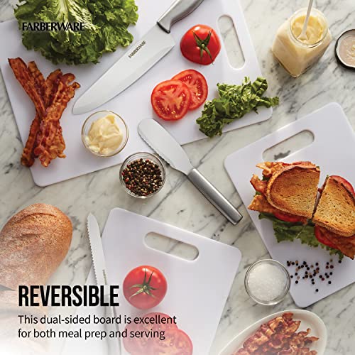 FARBERWARE Large Cutting Board, Dishwasher- Safe Plastic Chopping Board for Kitchen with Easy Grip Handle, 11in by 14in, White - photo 4