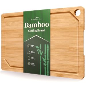 Kitsure Bamboo Cutting Board for Kitchen, Large, Natural | Multi-Sizes Wooden Cutting Boards for Chopping & Serving, Convenient Kitchen Essentials, Deep Juice Grooves