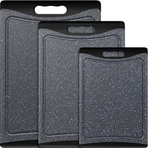 Extra Large Cutting Boards, Plastic Cutting Boards for Kitchen (Set of 3) Cutting Board Set Dishwasher Chopping Board with Juice Grooves Easy-Grip Handles, Dark Grey, Empune