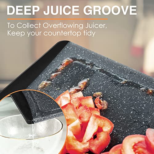 Extra Large Cutting Boards, Plastic Cutting Boards for Kitchen (Set of 3) Cutting Board Set Dishwasher Chopping Board with Juice Grooves Easy-Grip Handles, Dark Grey, Empune - photo 5