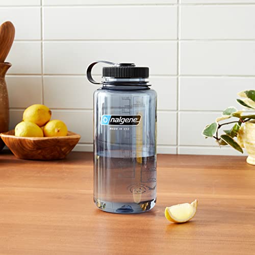 Nalgene 32 oz Wide Mouth Water Bottle, Gray w/ Black Lid | BPA-Free, Durable & Lightweight, Leak Proof, Dishwasher Safe, Large Reusable Plastic Bottle for Hiking, Gym, Work & Travel - photo 2