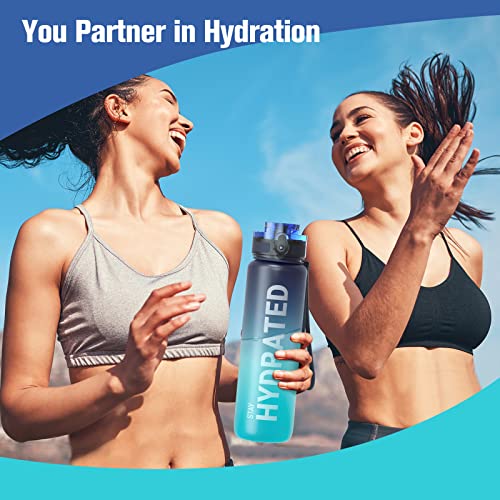 Sahara Sailor Water Bottle 32oz, Tritan Sports Bottle with Time Marker | Bpa Free, Leakproof Wide Mouth With Fast Flow Lid And Cleaning Brush, For Gym School Office Travel, 1 Count - photo 8