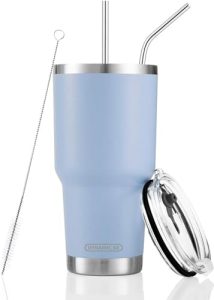 D·S 30oz Blue Tumbler Double Wall Vacuum Insulated Travel Coffee Mug | Double Wall Vacuum Suit Cold and Hot Drink Fits in standard car cup holders With Splash-Proof Lid