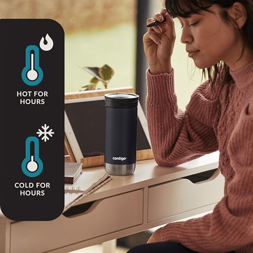 Contigo Huron Vacuum-Insulated Travel Mug, Licorice, 16oz | Leak-Proof Lid, Stainless Steel, Keeps Hot 6 Hrs or Cold 12, One-Handed Drinking, Fits Most Cup Holders - photo 3